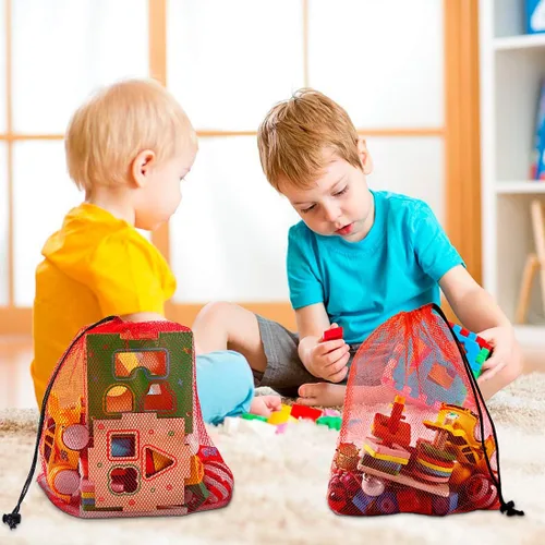 Vista 4 de iMucci 6 bolsas de malla de nailon con cordón, bolsa de gimnasio de 13 x 15.5 pulgadas