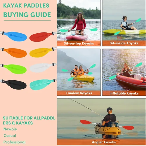 Vista 37 de Remo de kayak, 88 pulgadas, 4 piezas de remos para kayak, flotador de eje de aleación de aluminio resistente, ligero, desmontable, ajustable