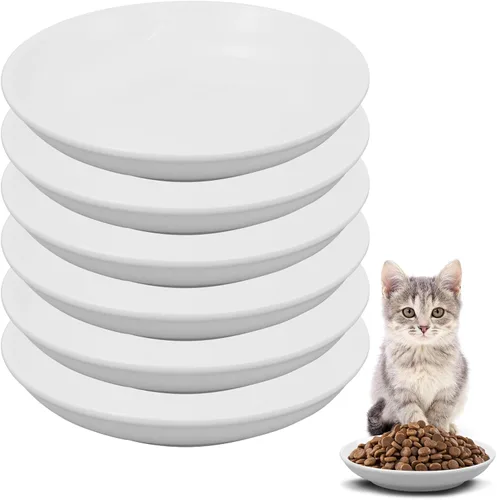 Vista 14 de Paquete de 6 cuencos de cerámica para gatos, cuenco de comida para gatos, juego de cuencos para gatos anti-fatiga de bigotes, platos anchos y poco