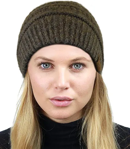 Vista 376 de C.C Trendy Warm Chunky Soft Stretch Cable Knit Beanie