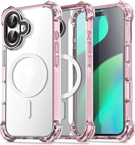Vista 21 de AICase Funda Rebote Rosa Neón Brillante Compatible con iPhone 15, Transparente a Prueba de Impactos Resistente a Golpes Linda Femenina Adolescente