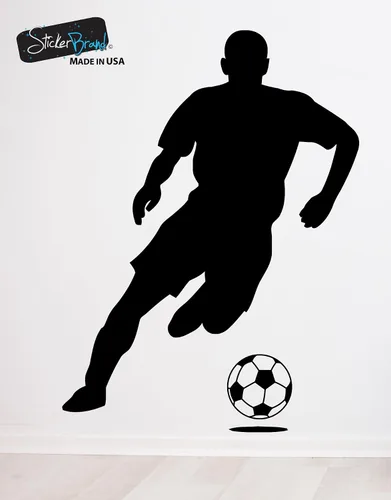 Vista 3 de Calcomanía de pared de jugador de fútbol. Vinilo de fútbol americano. Vinilo de tamaño real para jugador de fútbol de fútbol, color negro. 66