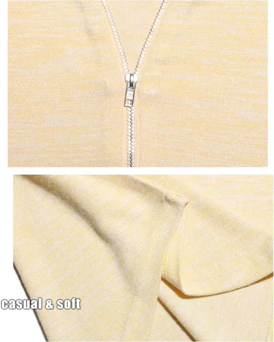 Vista 6 de LUSMAY Blusa casual de manga corta con cuello en V y cremallera para mujer