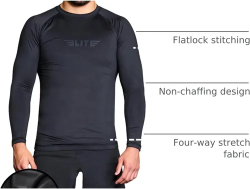 Vista 48 de Elite Sports MMA, BJJJ, No-Gi, protección de entrenamiento de manga corta