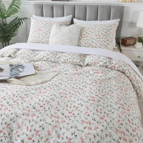 Vista 66 de HoneiLife Juegos de Fundas de Edredón Twin - Funda de Edredón Floral 100% Algodón, Juego de Ropa de Cama Transpirable de 2 Piezas con Cierre