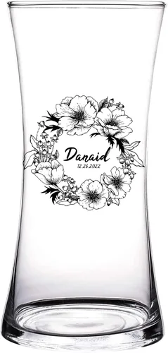 Vista 8 de Jarrón de vidrio moderno, florero de vidrio, florero de vidrio grabado, elegante decoración del hogar (juego de 1)