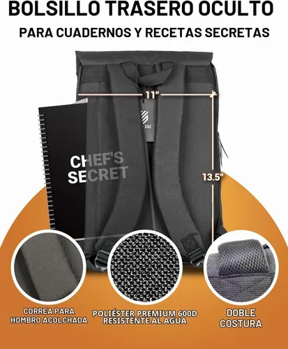 Vista 6 de Chef Sac Mochila vintage para cuchillos de chef, más de 30 bolsillos para cuchillos y herramientas de chef, funda de transporte de cuchillos
