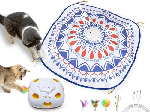 Vista 10 de ORSDA Juguetes para gatos de interior, 5 en 1, juguetes automáticos interactivos para gatitos, juguetes eléctricos recargables para ocultar