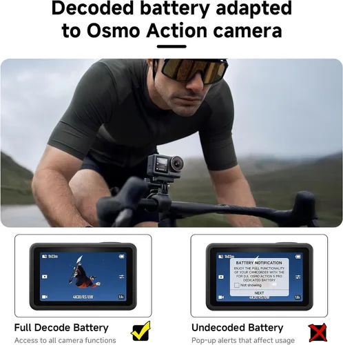 Vista 9 de Batería de 2250 mAh para Osmo Action 6, 2 baterías de repuesto, compatible con Osmo 360, Osmo Action 6, Osmo Action 5 Pro, Osmo Action 4, Osmo