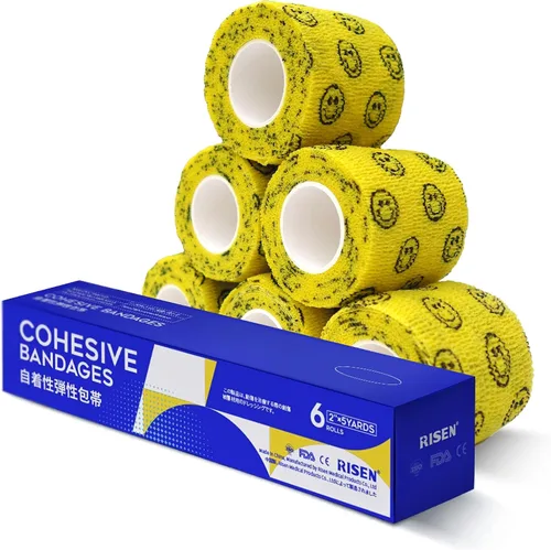 Vista 21 de RISEN Vendaje Cohesivo 2" x 5 Yardas, 6 Rollos, Vendaje Autoadherente Cinta Médica, Gasa de Primeros Auxilios Adhesiva Flexible Transpirable Ideal