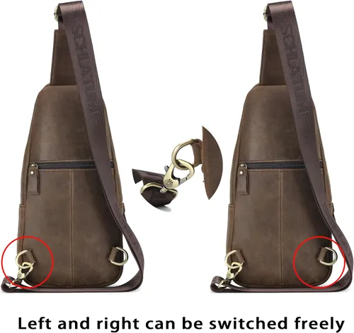 Vista 49 de LUKZIJAES Bolso bandolera de cuero genuino para hombre