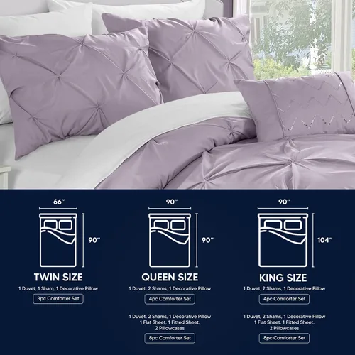 Vista 6 de Chic Home Daya - Juego funda de edredón para cama tamaño king, color beige de 4 piezas