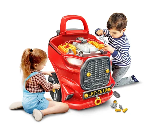 Vista 2 de Lanard: Motor Master Engine Workshop, Tuff Tools - Juego de revisión de motor de luz y sonido, desmonta y reconstruye, para edades de 3 años