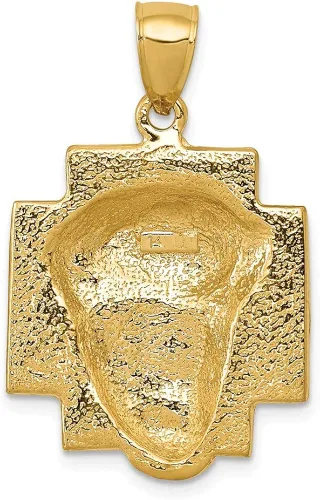Vista 4 de Colgante de oro amarillo macizo de 14 k con cabeza de Jesús grande con corona emperador Rey Rey Reina Real
