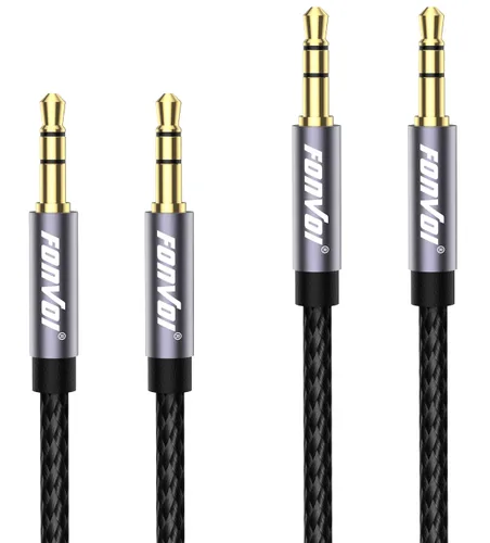Vista 9 de Cable AUX, cable auxiliar de audio de 0.138 in para automóvil, trenzado de 0.138 in macho a macho, cable estéreo, compatible con: auriculares