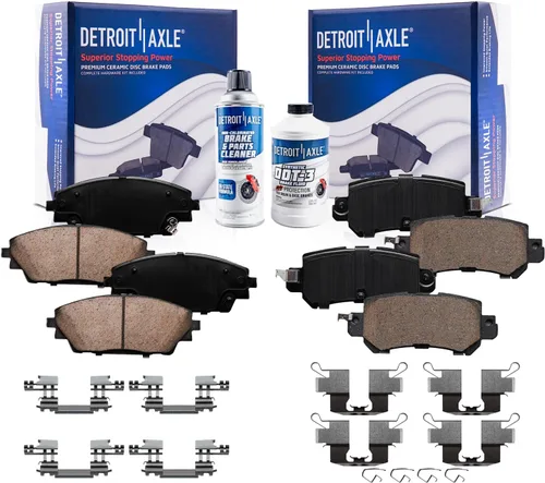 Vista 51 de Detroit Axle - Pastillas de freno para Ford F-150 99-03, 02 Lincoln Blackwood, Pastillas de freno de cerámica delanteras y traseras con repuesto