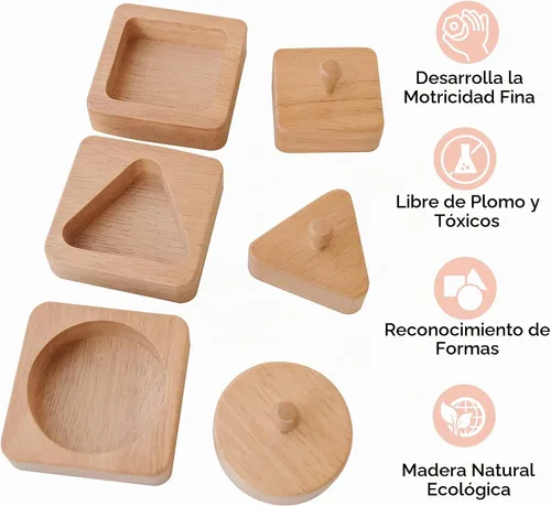 Vista 3 de Montessori - Rompecabezas para bebés de 1 año - Primer rompecabezas del bebé - Rompecabezas de madera con perilla para bebés y niños pequeños