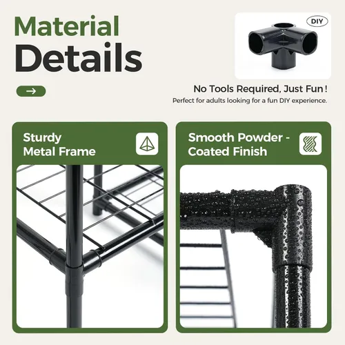 Vista 4 de Bamworld Soporte de esquina para plantas de interior, estante de metal para plantas de 5 niveles, 11 estantes de flores en maceta, estante negro