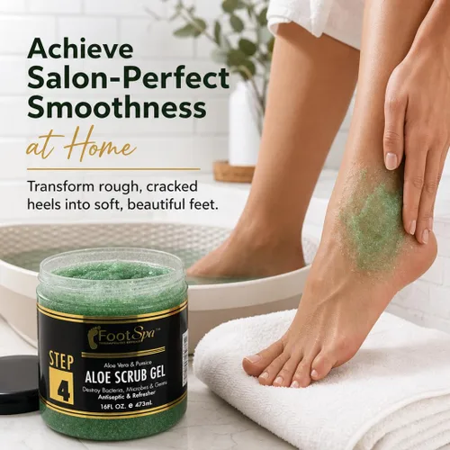 Vista 4 de FOOT SPA Exfoliating Scrub Gel – Piedra pómez y ácido salicílico removedor de callos de doble acción para talones agrietados, pies secos y manos