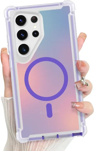 Vista 350 de Bonoma - Funda compatible con Samsung Galaxy S21 Plus, diseño de corazón con purpurina, color rosa Support for MagSafe, Plating Magnetic Case TPU