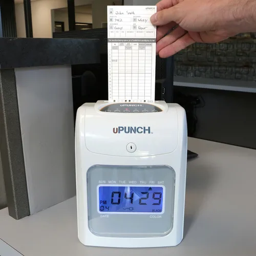 Vista 2 de uPunch HN2500 - Juego de reloj registrador de cálculo para pequeñas empresas: Sistema de seguimiento de tiempo de empleados con alineación