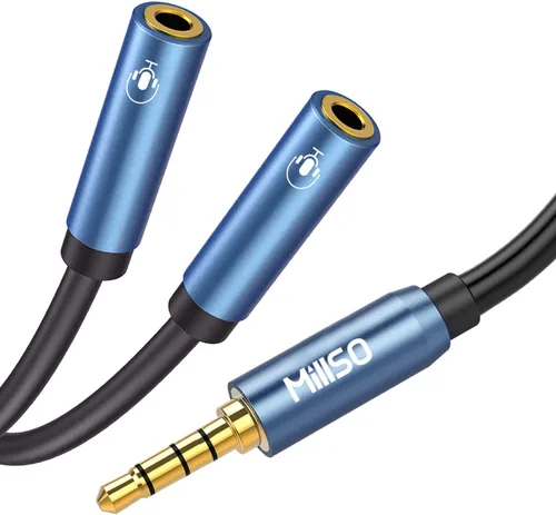 Vista 9 de MillSO Divisor de auriculares para 2 auriculares TRRS o micrófonos Divisor
