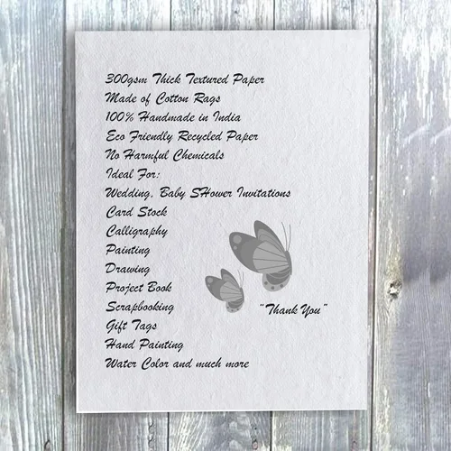 Vista 9 de Deckle Papers Tarjeta de invitación gruesa de 10.58 oz/m², hecha de papel de algodón hecho a mano, paquete de 20 y 50 trapos ecológicos, tarjetas