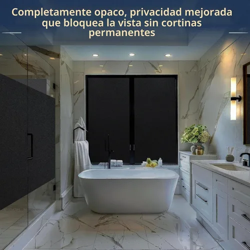 Vista 6 de rabbitgoo Película opaca de privacidad para ventanas con herramientas, vidrio de baño, adherencia estática, bloqueo de calor solar, oscurecimiento