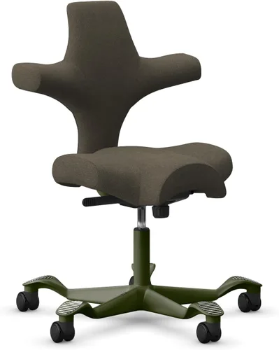 Vista 40 de HAG Capisco Sit to Stand - Silla de pie con marco negro, tapizada de ónix negro con anillo para el pie Negro Onyx