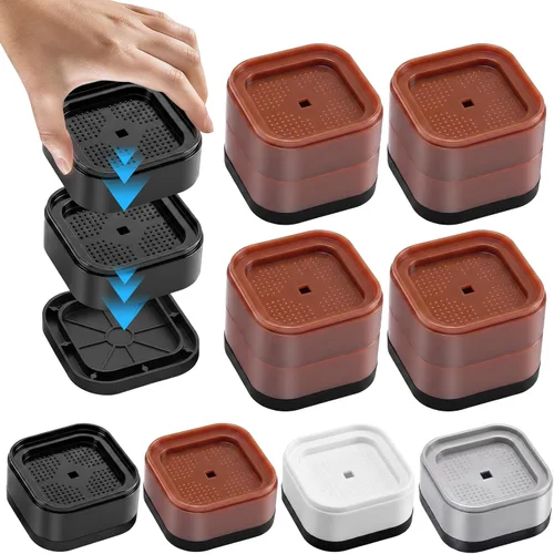 Vista 8 de Paquete de 4 elevadores de muebles de 2 pulgadas, elevadores de cama ajustables resistentes para sofá, silla, sofá, mesa, gabinete, patas de cama