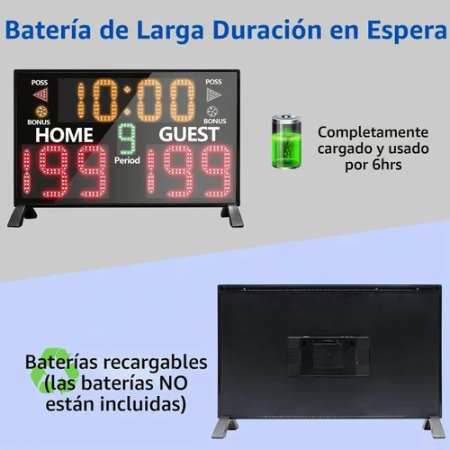 Vista 3 de YZ Bigger LED Digital Scoreboard, Portable Basketball Scoreboard with Timer Clock, Electronic Scoreboard with Remote, Tabletop Scoreboard Clock