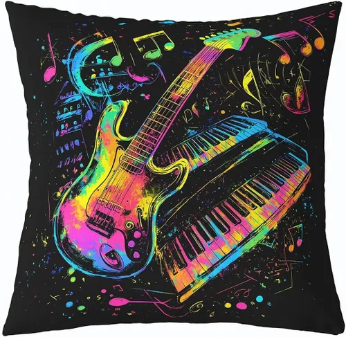 Vista 37 de Castle Fairy Cowboy Boots Throw Pillow Cover 16"x16" Bohemia Musical Guitar Pillowcase Western Rustic Cowgirl Reversible Print Cushion Cover Music