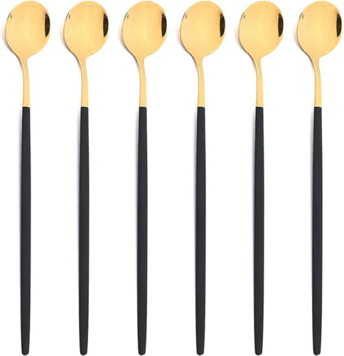 Vista 11 de Juego de cubiertos de espejo de 30 piezas de acero inoxidable 18/0, utensilios de cocina para cena, postre, pastel, té, café, vajilla para 6