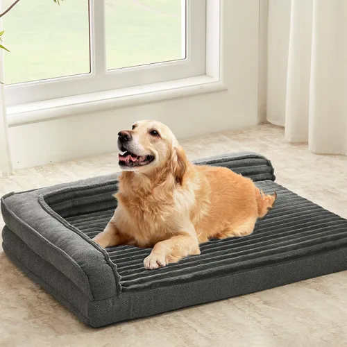 Vista 9 de WINDRACING Camas ortopédicas para perros pequeños, sofá cama impermeable de espuma de huevo para perros con lados de refuerzo en L, cama lavable