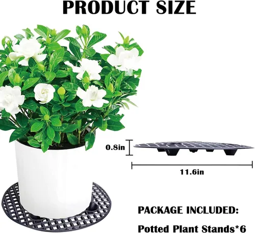 Vista 2 de 6 soportes para plantas en maceta, 12 pulgadas, elevador de maceta perfecto para interiores y exteriores, jardín, flores para evitar la pudrición