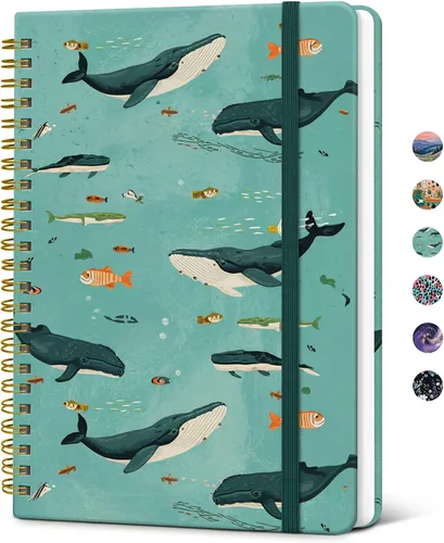 Vista 13 de Taja Cuaderno de Diario en Espiral con Líneas para Mujeres, A5 Lindo Cuaderno de Tapa Dura con Rayas Universitarias para Trabajo y Toma de Notas