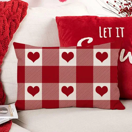 Vista 2 de Fundas de almohada para el día de San Valentín de 12 x 20 pulgadas, regalos de cumpleaños, patrón de corazón, decoración para sofá, decoración