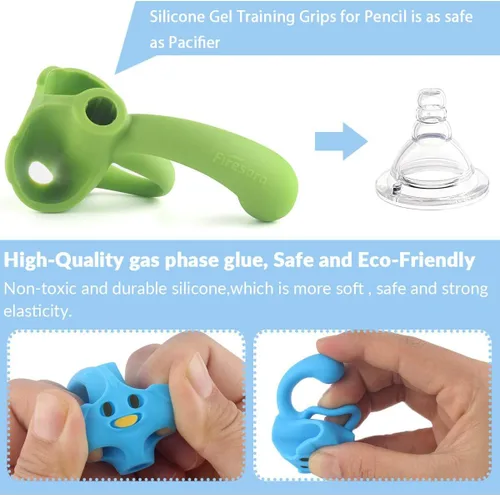 Vista 2 de Firesara - Empuñaduras de entrenamiento para lápiz, agarre de entrenamiento para niños, ergonómico, 5 dedos, juegos fijos para corrección de postura