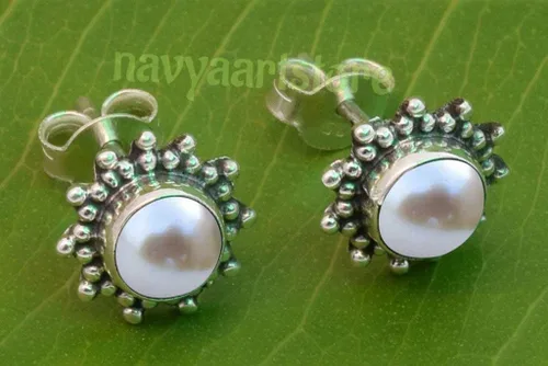 Vista 4 de Gemstone Stud Earring Stud Earrings- Handmade 925 Sterling Silver Stud Earring for Womens and Girl Chritmas Gifts