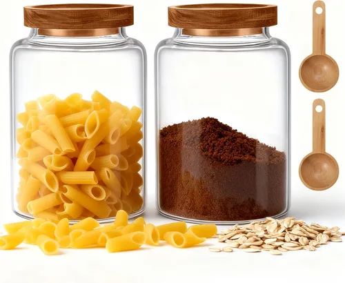 Vista 6 de Recipiente de café al vacío de vidrio para almacenamiento de alimentos con tapas herméticas, recipiente de café de vidrio de borosilicato