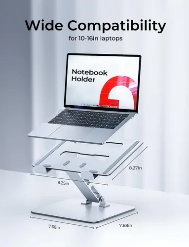 Vista 7 de Soporte ergonómico ajustable para computadora de escritorio, soporte plegable para computadora, atril de aluminio estable, soporte para portátil