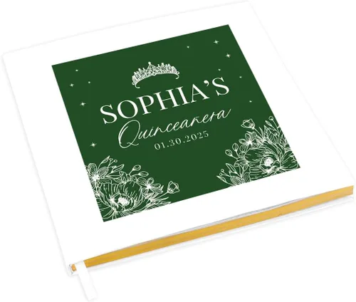 Vista 16 de Andaz Press Libro de invitados de quinceañera personalizado con detalles dorados, 120 páginas de 8.5 x 8.5 pulgadas, álbum de fotos de tapa dura
