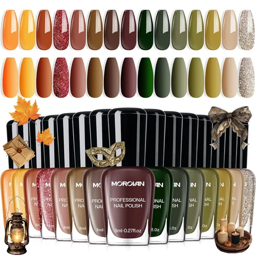 Vista 11 de Morovan - Juego de esmalte de uñas rosa: kit de esmalte de uñas para dedos en tonos burdeos otoñal, vino tinto oscuro, rojo cereza, rosa intenso