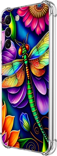 Vista 19 de Funda para Galaxy S23 FE, protección contra caídas de flores de mariposa azul, a prueba de golpes, carcasa protectora de cuerpo completo resistente