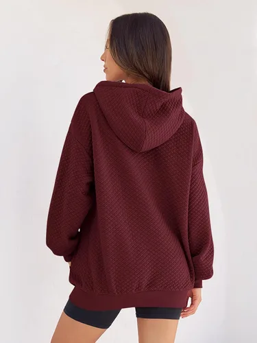 Vista 3 de MEROKEETY Sudadera acolchada de gran tamaño para mujer, de manga larga, con cordón y bolsillo