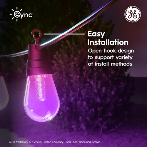 Vista 14 de GE Cync Luces inteligentes para café con efectos dinámicos, luces de cadena para patio que cambian de color, compatibles con Alexa y Google, 48 pies