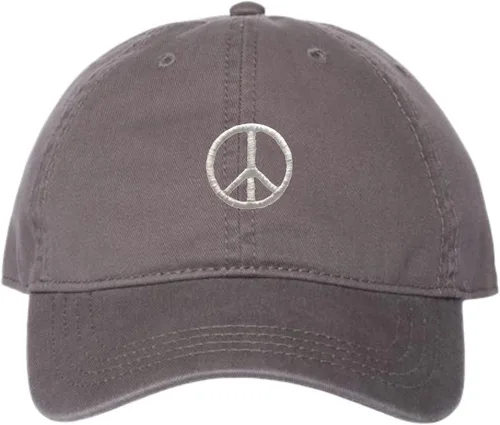 Vista 6 de Go All Out Sombrero de papá bordado con signo de paz para adultos Negro