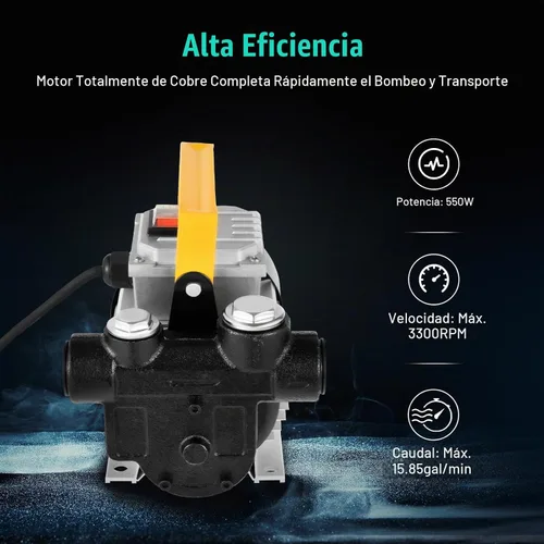 Vista 3 de Bomba de aceite eléctrica autocebante de 110 V CA, bomba de transferencia de combustible de 550 W, bombas de biodiésel de queroseno diésel