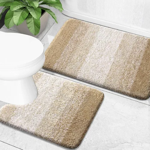 Vista 60 de OLANLY - Juego de tapetes para baño de 2 piezas, de microfibra, suaves y absorbentes, antideslizantes, lavables a máquina y para secadora, felpudos