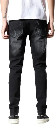 Vista 4 de Liuhond Skinny Slim Fashion - Jeans elásticos de motociclista de Hip Hop con agujeros rectos rasgados.